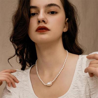 China Fashion 925 Sterling Silver Large Baroque Freshwater Popular CLASSIC Drop Pearl Elegant Pendant Necklace Chain Jewelry for sale