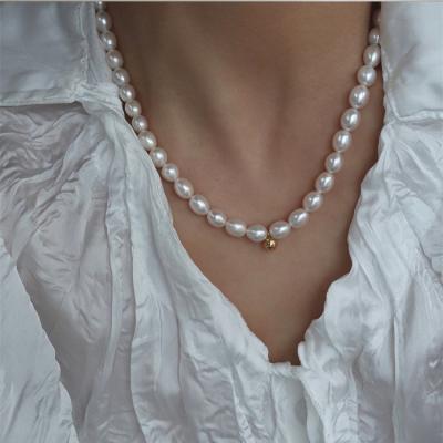 China CLASSIC 8-9mm Special Single Tiny Pearls Women's Full Pearl Necklace Chain Natural Freshwater Necklace for sale