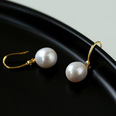 China Other Top Selling 925 Sterling Silver Fine Jewelry Real Natural Baroque Pearl Big Dangle Earrings for sale