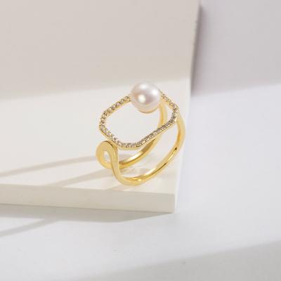 China Other Custom Fashion Round Shaped Real Freshwater Cultured Real Pearl Jewelry Pearl Rings For Women for sale