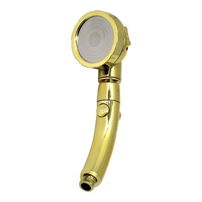 China LEVO Modern High Pressure Water Saving Triple Function Pressurized Shower Gold Hand for sale