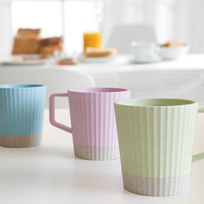 China Two-color Splicing Water Cup Milk Glass Toothbrush Cup Viable Wheat Straw Plastic Cup for sale