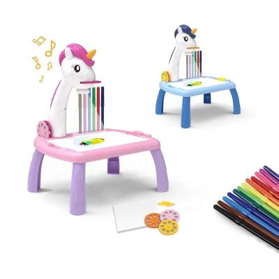 China DIY Paint Cute Cheap Multifunctional Unicorn Projection Children Drawing Board Toys for sale