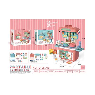 China Educational Toys Girls Makeup Backpack School Bag Mirror Comb Children Pretend Play Set Make Up Toys for sale