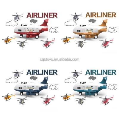 China Eco-friendly Toy Flying With 4 Pcs Multifunctional Flat Plastic Airplane Air Transport Toy Small Toy Car ABS Alloy Diecast Toy Car for sale