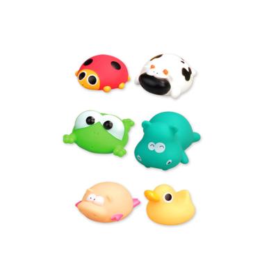 China Bath Toy Wholesale 6 Pcs Set Animals Set Baby Bath Toys Cute Soft Squeeze Bath Floating Toys Set for sale