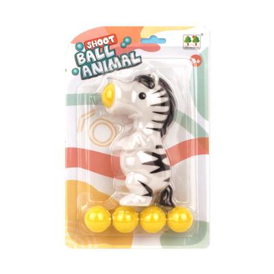 China Hot Sale Eductional Soft Zebra Toy Animal Popper Shooting Spitting Rubber Ball Child Outdoor Pneumatic Shoot Toys for sale