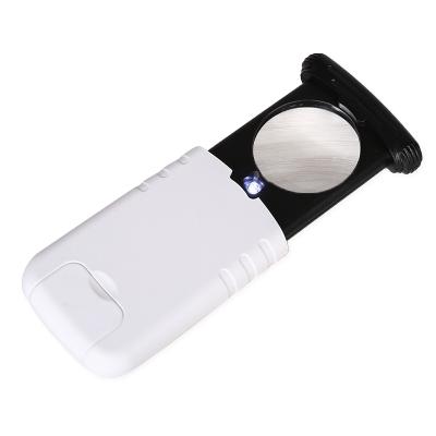 China Money Examination Remove Handheld Jeweler Magnifying Glass 8X HD Pocket Magnifier LED NO.93708 for sale