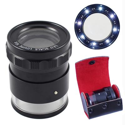 China New High Definition 20x Jewelry Appraisal Handheld Optical Glass Jewelry Appraisal Magnifier with 6 LED Lights for sale