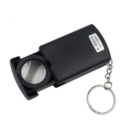 China Factory Wholesale Money Examination Pocket Pull LED Lighting 45 Times LED Mini Illumination Small Jewelry Magnifier With Keychain for sale