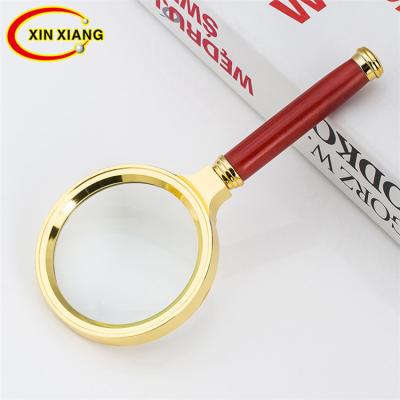 China 2020 New High Quality Wooden Handle 8x Plastic Gold Plated Fashion Frame Magnifying Glass For Jewelry Appreciate for sale