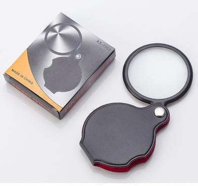 China Factory direct sale mini 50mm leather portable folding case 8 times reading magnifying glass for gift promotion for sale