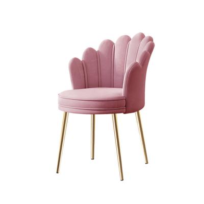 China Apartment Adjustable Chair (Waist) Velvet Fabric Accent Sofa (Waist) Living Room Bedroom Makeup Chair Metal Leg Rose Single Chair for sale