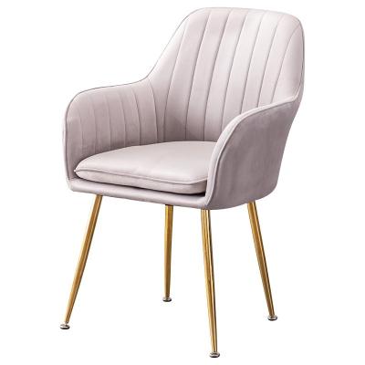 China (Size)Adjustable 2022 New Modern Restaurant Cloth Fabric Dining Chairs Art Pink Dining Chair Metal Leg for sale