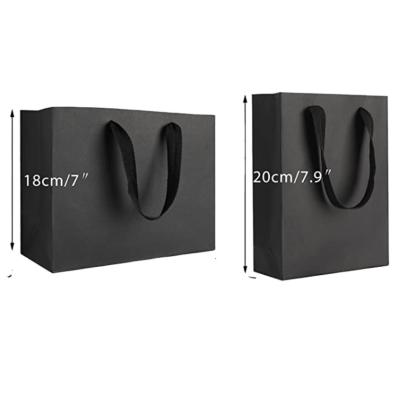 China Recyclable Black Kraft Paper Shopping Bags With Handles Bulk , Lunch Bag , Handle Bags for sale