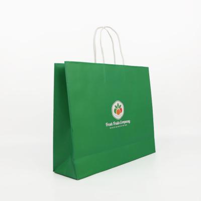 China Recyclable Green Paper Bag Packaging With Company Printed Logo for sale