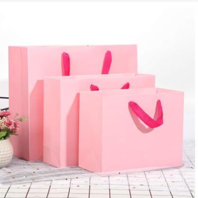 China Recyclable Sturdy Pink Kraft Bags Business Bags Birthday Gift Bags for sale