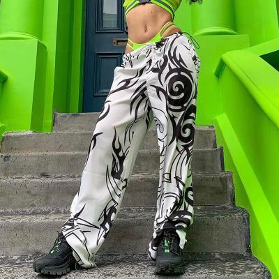 China Stylishly Printed Breathable Breathable Wide Leg Pants Flare High Waisted Trousers Pants for sale