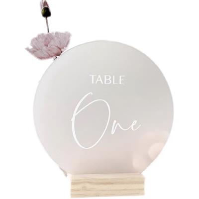 China Europe Ready To Ship Round Shape Table Number Frosted Acrylic Table Number With Stand for sale