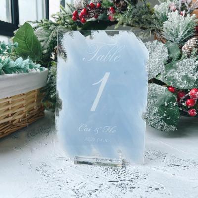 China Europe Ready To Ship UV Printing Acrylic Table Number Clear Acrylic Number With Stand For Wedding Party Event for sale