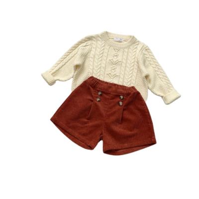 China PHB 20245 Vintage Sweaters And Corduroy Knitted Shorts Sets Clothes Kids Fall Apparel Children for sale