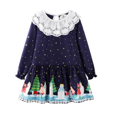 China PHB 50005 Navy Color New Arrival Fashion Christmas Dress Breathable Toddler Baby Fall Dress for sale