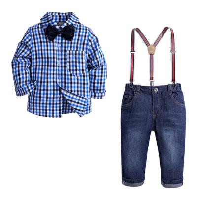 China PHB 11079 Formal Plaid Design Long Sleeve Fashion Kids Outfits Boys Dressing Sets for sale