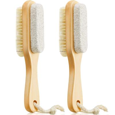 China Remove Dead Peel Custom Personal Wooden Natural Wood Brush Pumice Brush Wholesale Foot Handle Skin Care Foot Massager Scrubber for sale