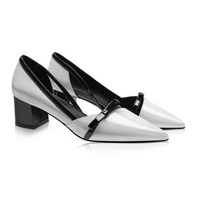 China Anti-odor Fashion Cow Leather Designer Shoes White Patent Leather Pumps Guanzhou for sale