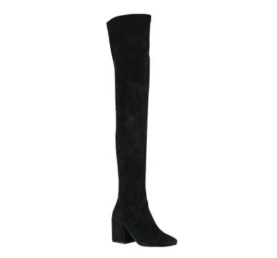 China Deodorization Black Thick Thin Stable Leather Thigh High Boots For Women for sale