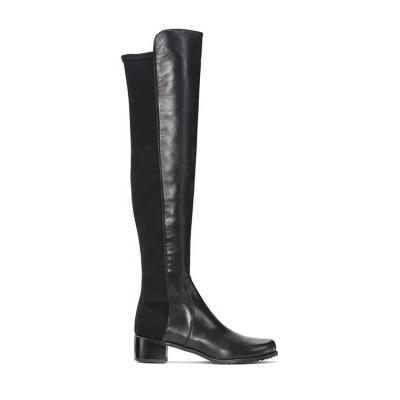 China Round Stretch Genuine Leather Over The Knee High Leather Boots For Women for sale