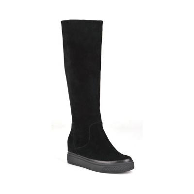 China High Quality Round Woman Black Suede Leather Over The Knee Boots for sale