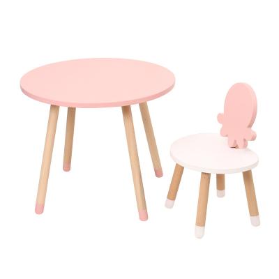 China Modern Cartoon Ocean Series Kids Table And Chair Solid Wood Kids Desk Set Baby Home Furniture for sale