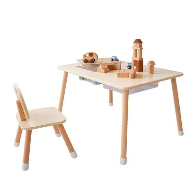 China Montessori Modern Kindergarten Preschool Furniture Sets Wooden Sensory Children Kids Activity Table Table and Chair Set for sale