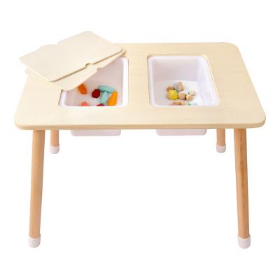 China Modern Manufacturer Kids Montessori Furniture Simple Wooden Toddler Children Play Toy Table With Storage For Children for sale