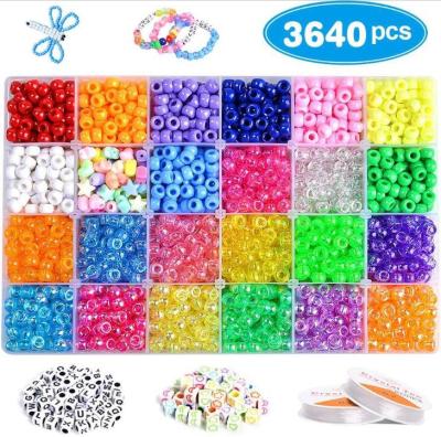 China DIY Jewelry 3640+pcs Acrylic Letter Bead Barrel Bead Pony Beads Kit For Bracelet Jewelry Making Hair for sale