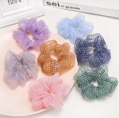 China Big Women Chiffon Hair Bow Scrunchies Spring Summer Net Yarn Elastic Hair Band Ponytail Holder Hair Tie Girl Accessories Hair Decoration for sale