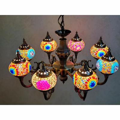 China Retro Handwork LED 8 Ball Handwork Blown Glass Chandelier Living Room Murano Glass Bedroom Chandelier Retro Chandelier for sale