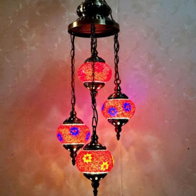 China Handwork blown glass chandelier retro chandelier LED 4 ball retro glass chandelier for living room bedroom murano glass chandelier for sale