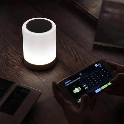 China Modern Battery-powered Changing Led Colorful Mini Table Lamp Atmosphere RGB Bedroom Wooden Base Mini Table Lamp RGB Mini Table Lamp for sale