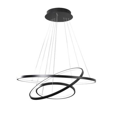 China Modern Pendant Light Diameter 20 Round 40 60 3 Circle Modern Office Pendant Light Indoor Kitchen Hotel LED Pendant Lights for sale