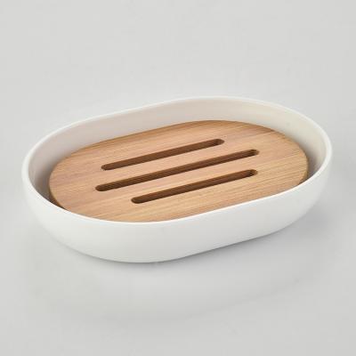 China Modern simple design plastic and bamboo soap dish for sale