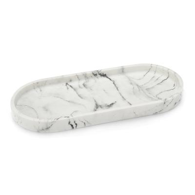 China Modern Hotel Bathroom Vanity Sundries Marble Effect Resin Storage Tray for sale