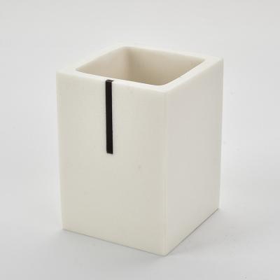 China Sustainable White Square Resin Toothbrush Cup for sale