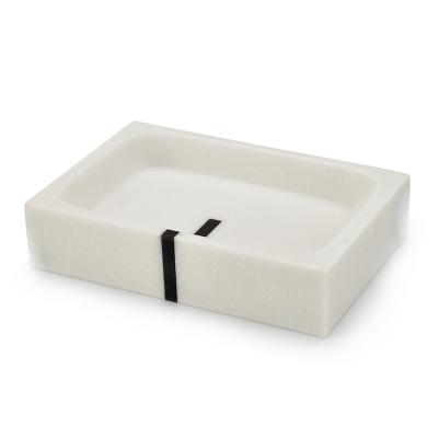 China Modern Bathroom Accessories Resin Rectangular White Soap Dish for sale