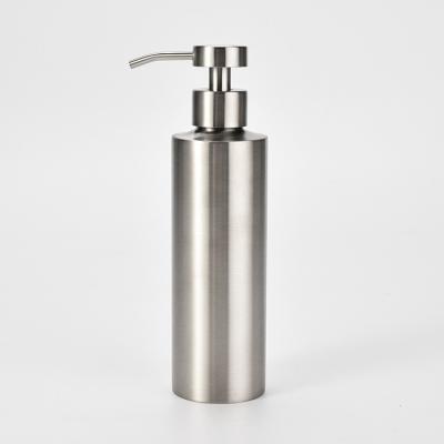 China Foam Brushed Soap Dispenser 12oz High Quality Cylindrical 304 Stainless Steel Foaming Soap Dispenser for sale