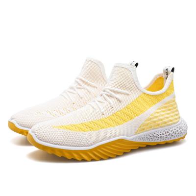 China Fashion Trend Men's Fashion Student Running Cheap Fashion Sneaker Unique Black Yellow Orange Soft Walking Shoes for sale