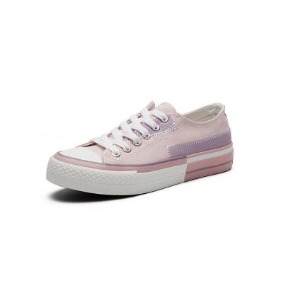 China 35-40 street students fashion trend school canvas shoes women walking flat hot pink brown green pink fashion flat for sale