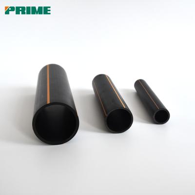 China Durable HDPE in black with yellow stripes pe pipes for underground plastic gas pipe supply for sale