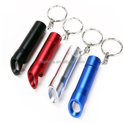 China 2021 Multifunction Promotional Custom Laser Engraved Logo Aluminum Torch Mini LED Bottle Opener Key Chain for sale